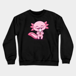 Cute Axolotl Eating Ice Cream Cone Cartoon Crewneck Sweatshirt